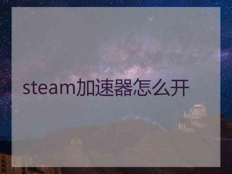 steam加速器怎么开