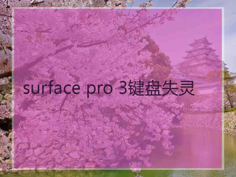 surface pro 3键盘失灵