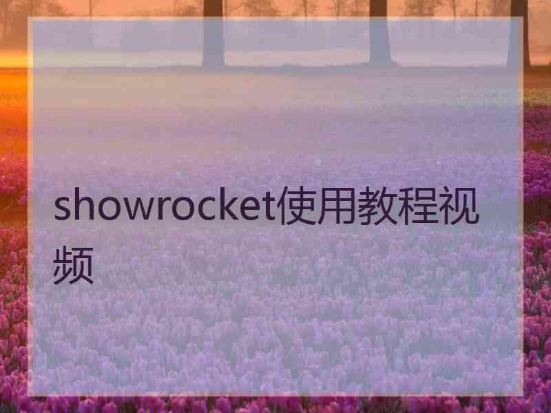 showrocket使用教程视频