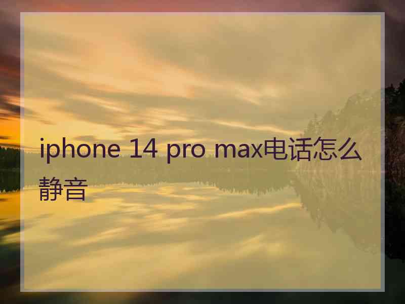 iphone 14 pro max电话怎么静音