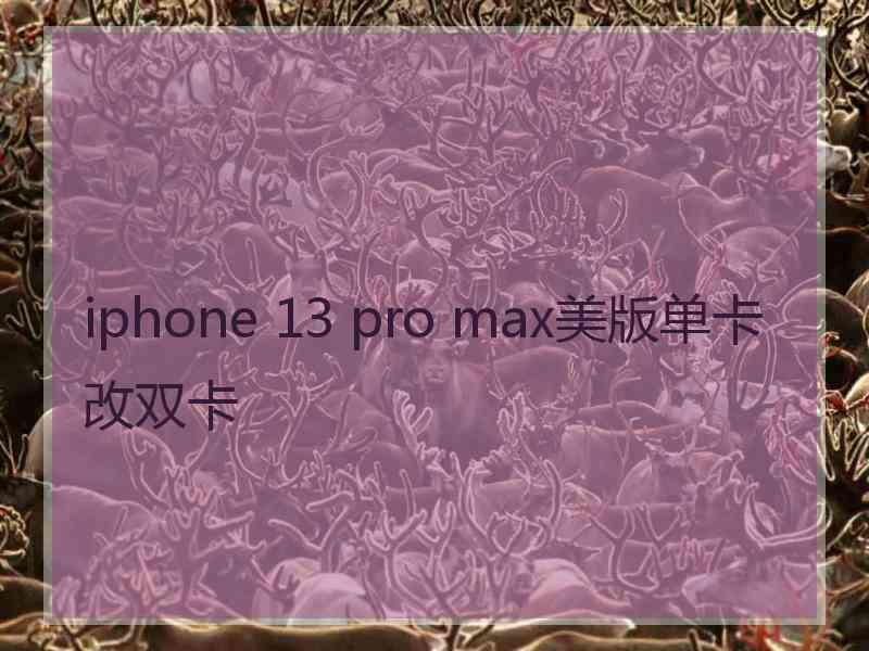 iphone 13 pro max美版单卡改双卡