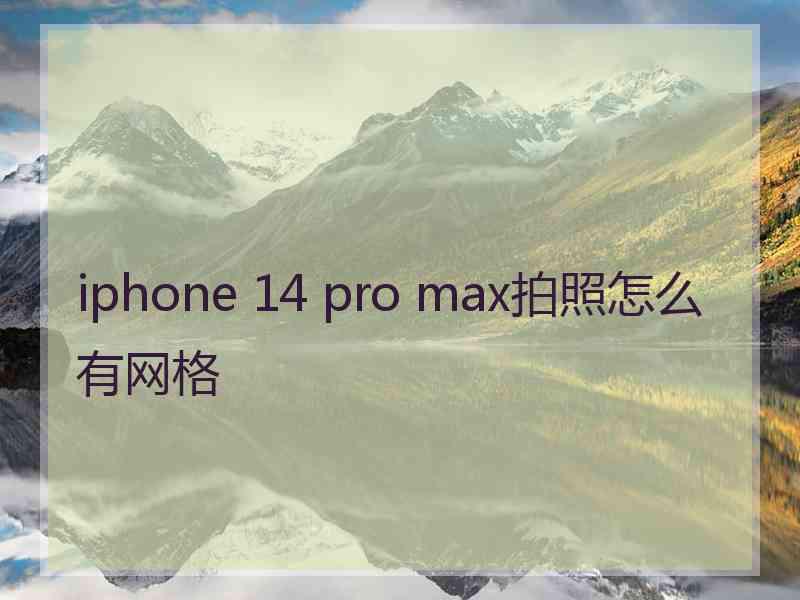 iphone 14 pro max拍照怎么有网格