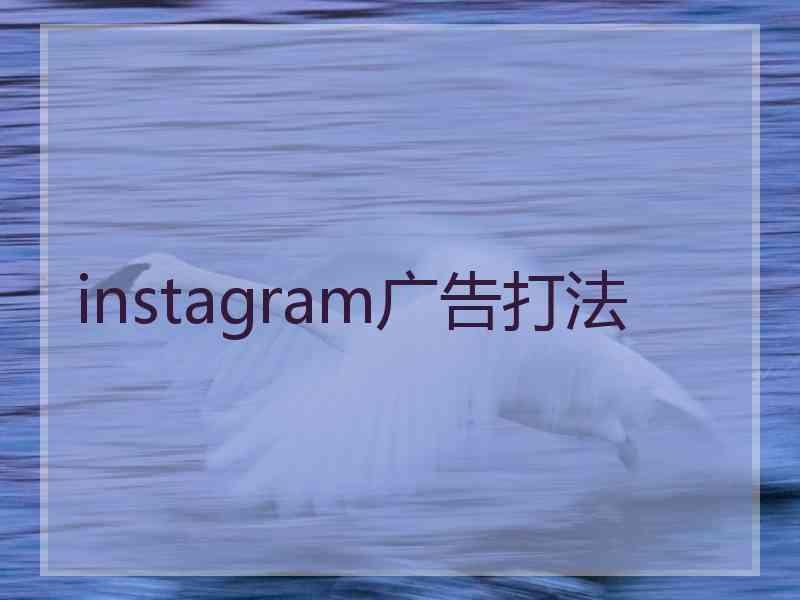 instagram广告打法