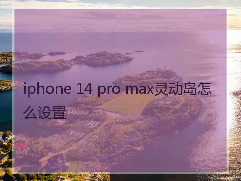 iphone 14 pro max灵动岛怎么设置