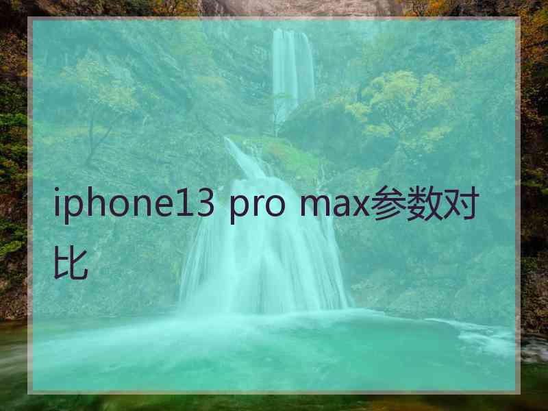 iphone13 pro max参数对比