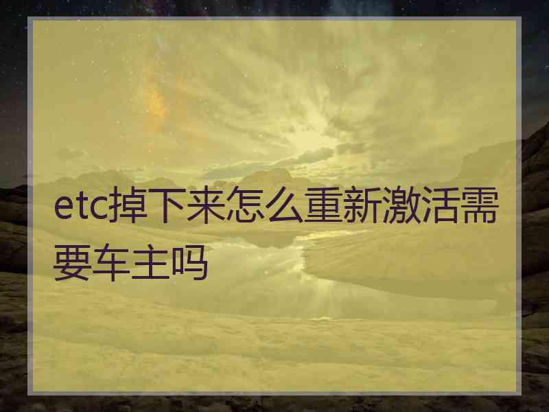 etc掉下来怎么重新激活需要车主吗