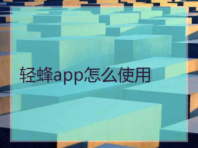 轻蜂app怎么使用